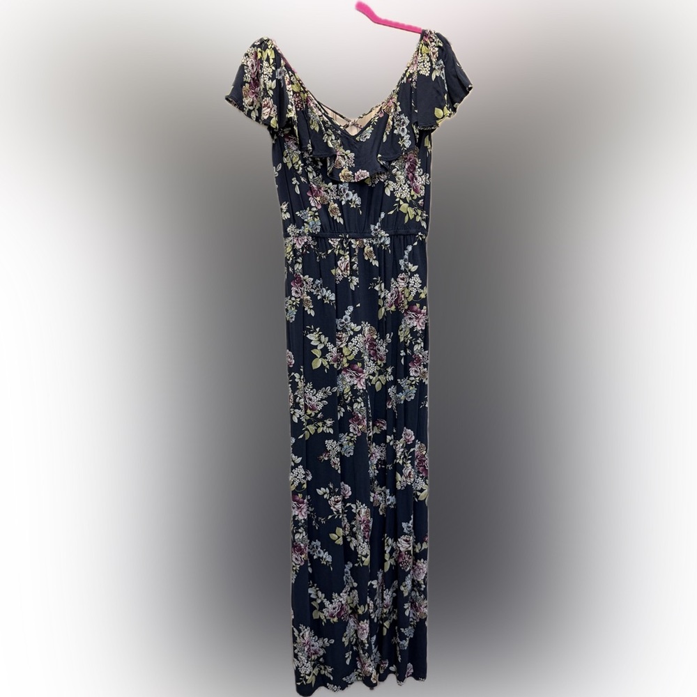 Xhilaration Black Floral Jumpsuit with Pockets